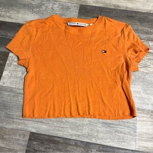 Tommy Hilfiger orange embroidered logo crop top